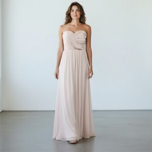 TFNC London Strapless Sweetheart Chiffon Maxi Dress Blush Pink Size Medium